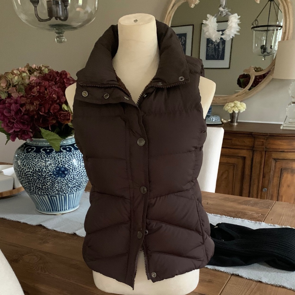 J. Crew down puffer vest with teddy fleece lining